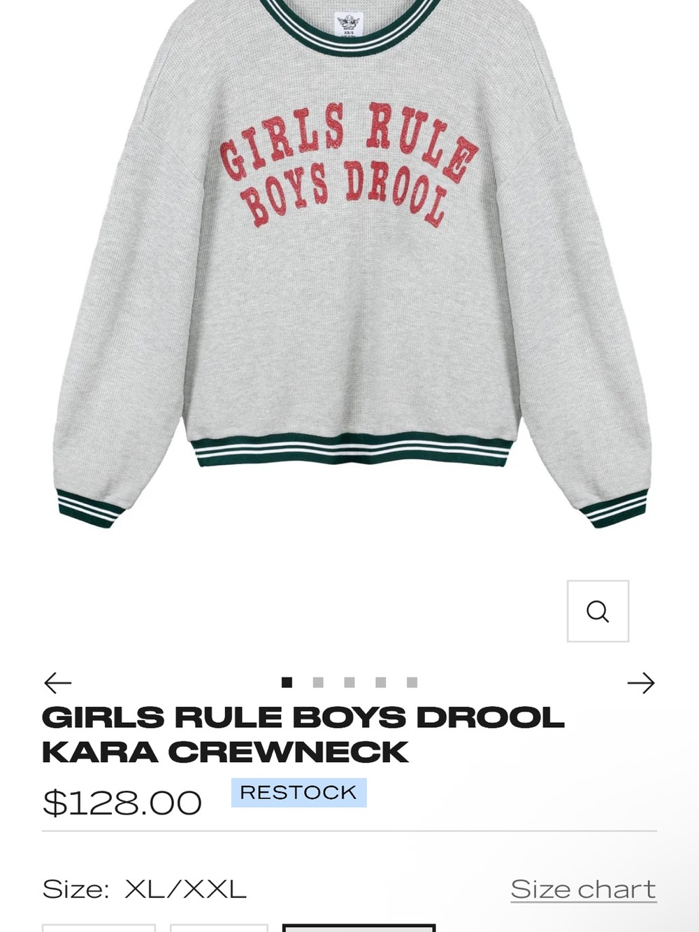Boys Lie Gray Crewneck Sweatshirt with Red Lettering and Green Trim